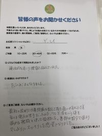 旭区にお住いの慢性的な肩こり腰痛でお悩みの患者様（50代/女性/事務職）